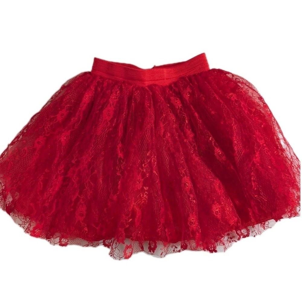 Womens‎ Red Lace Tulle Tutu Skirt One Size Elastic Waist Party Costume